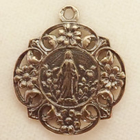 Floral Filigree Blessed Mother Medal
